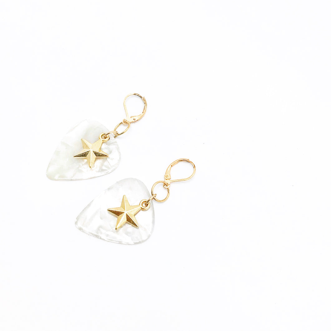 Guitar Pick Earrings | Gold-plated Star | Classic Heartbeat