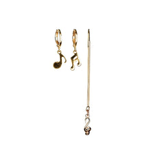Load image into Gallery viewer, affection-gold-earrings-with-music-note-and-treble-clef-pendants-by-heartbeat-jewellery-london.jpg