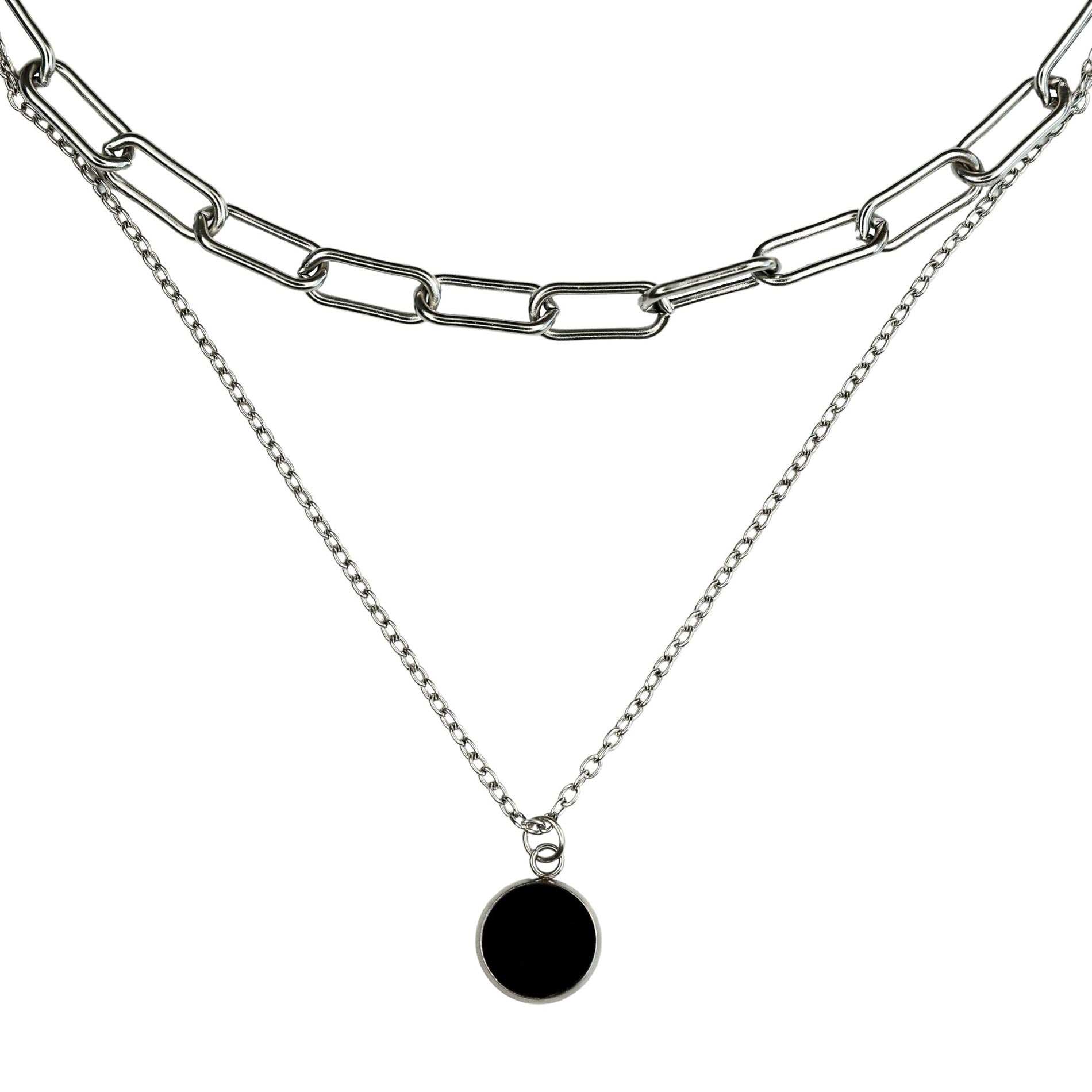 DOUBLE TROUBLE – multi tiered vinyl necklace