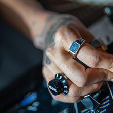 Load image into Gallery viewer, dub-echo-button-silver-bold-ring-accessorie-heartbeat-jewellery-london.jpg