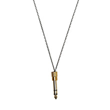 Load image into Gallery viewer, gold-jack-plug-necklace-by-dj-noemi-black-close-up.jpg

