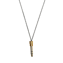 Load image into Gallery viewer, gold-jack-plug-necklace-by-dj-noemi-black-close-up.jpg