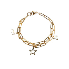 Load image into Gallery viewer, gold-skies-paperclip-chain-with-music-charms-bracelet