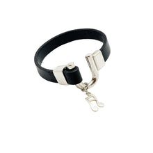 Load image into Gallery viewer, mens-black-leather-bracelet-heartbeat-jewellery-london.jpg