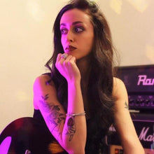 Load image into Gallery viewer, model-is-wearing-red-wood-bracelet-made-in-london.jpg