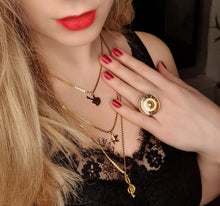 Load image into Gallery viewer, model-posing-for-an-evening-red-lip-look-with-gold-multi-tierd-necklace.jpg
