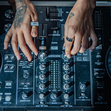 Load image into Gallery viewer, pioneer-cue-button-dj-mixer-silver-base-ring-heartbeat-jewellery-london.jpg