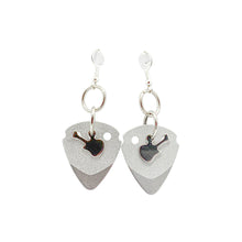 Load image into Gallery viewer, silver-guitar-pick-and-silver-guitar-pendant-musical-earrings.jpg