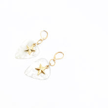 Load image into Gallery viewer, Guitar Pick Earrings | Gold-plated Star | Classic Heartbeat
