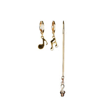 Load image into Gallery viewer, affection-gold-earrings-with-music-note-and-treble-clef-pendants-by-heartbeat-jewellery-london.jpg
