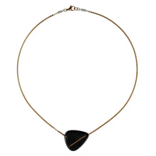 Load image into Gallery viewer, black-guitar-pick-on-a-gold-chain-necklace-heartbeat-jewellery-london-collection.jpg
