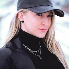 Load image into Gallery viewer, black-pendant-stud-earrings-heartbeat-jewellery-london.jpg
